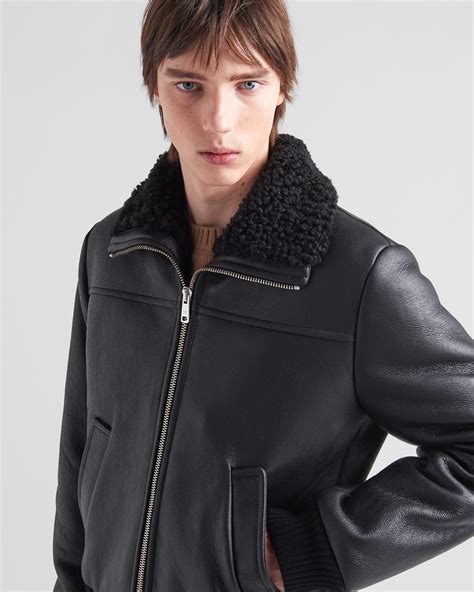 prada jacket fur lining|Black Shearling Fur Coat .